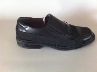 Photo: ESD shoe strap installed on dress shoe