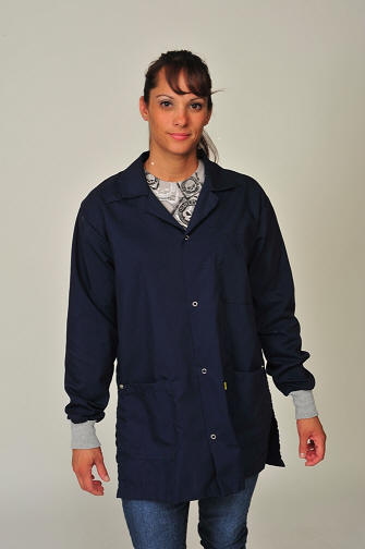 Photo: ESD Smock, Blue Black Color, Cotton Poly with ESD Cuffs