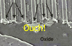 Static damage to oxide layer of semi