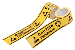 Caution static sensitive! Aisle warning tape for placement on esd floors